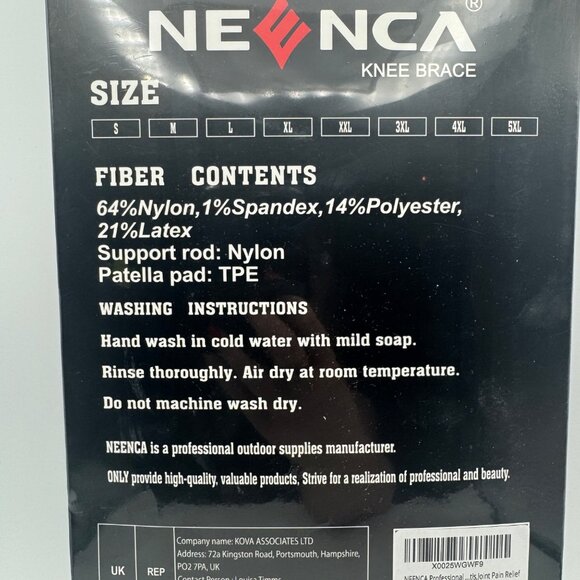 Neenca Knee Brace Sports Protection Series L Grey Nylon Latex - Picture 3 of 4